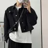 Trendy Fiable Casual Kurze Jacke für Männer Vintage Revers Outwear Koreanische Crop Mäntel Allgleiches Männlich LG Sleeve Streetwear O0W8 #