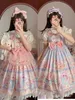 Sweet Lolita Dr Femmes Vintage Gothique Imprimé Manches D'été Dr Japonais Arc Ours Kawaii Princ Maid Dres JSK K6YK #