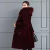 Manteau d'hiver à capuche en fausse fourrure pour femme, mi-long, fausse veste élégante, 5XL, épais et chaud, vêtements d'extérieur, manteaux en peluche féminins, 2024