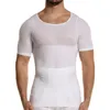 Heren Body Shapers Mannen Fitness Elastische Buik Nauwsluitend Shirt Met Korte Mouwen Tank Tops Vorm Ondergoed Afslanken Vormgeven