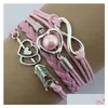 Charm Bracelets Fashion Infinity Love Heart Pearls For Women Men Cupids Arrow Braided Leather Chain Wrap Bangle Handmade Jewelry In D Dhiib