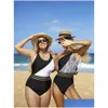 One-Piece Suits 2024 European And American Swimwear Womens Foreign Trade Bikini Swimsuit Splicing Drop Delivery Sports Outdoors Swimmi Otf9D