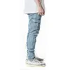 jeans Men Pants Casual Cott Denim Trousers Multi Pocket Cargo Jeans Men New Fi Denim Pencil Pants Side Pockets Cargo g4kB#