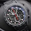 Oryginalny Carrera Mens Watch Chronograph Chronograph Tourbillon Szkielet Dial Designer Watches Wysokiej jakości zegarek dla mężczyzn Montre de Luxe Dhgate Nowe