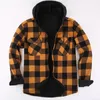 2023 Nieuwe Herfst En Winter Mannen Flanel Warm Lg Mouwen Casual Fi Comfortabel Plaid Shirt Met Kap Mannelijke kleding G8Db #