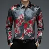 メンズゴールドベート服2022スプリングFRSプリンティングソフトベロアシャツ男性LGスリーブ花柄のプリントベートDRシャツZ9VW＃