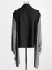 chicever Oversize Denim Jackets For Women Lapel Batwing Sleeve Single Breasted Hit Color Folds Streetwear Spring Jacket Female x5ZE#