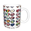 Mugs Eurovision Song Contest Flags Hearts Coffee Casual With Ceramics Juice Cup Case On The Tablle