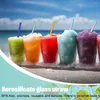 Cannucce 50 pezzi Cannucce in vetro con pennello detergente Colorato Riutilizzabile per frullati Cocktail Frappè Succo Tea Bar