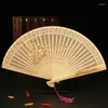 Dekorativa figurer Klassisk vikningsfläkt högkvalitativ kinesisk vintage trämady ihålig snidad bröllop hand gåva bärbar ventilador
