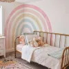 Stickers Large Wallpaper Rainbow Wall Sticker For Baby Room Finegrained Fabric Cute Party Decorations Nursery Stickers Home Decoration