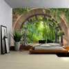 Arazzi Porta a forma di arco Giardino Paesaggio Arazzo Arte della parete Grande decorazione murale Tende Casa Camera da letto Soggiorno