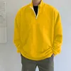 Herrtröjor tröjor herr enkel avslappnad lös huvlös överdimensionerad blixtlås solid stativ huvlös pullover tröja streetwear retro amerikansk vindtät 24328