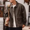vintage Patch Pockets Cargo Shirt Mens Jackets Casual Lg Sleeve Butt Lapel Jacket Coat Streetwear Men Clothes Outerwear Fall b2xy#
