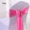 SASHES 25PCS/LOT SATIN CHAIR SASHES الزفاف ديكور بورجوندي كرسي فرقة القوس لتصميم كرسي الحفلات الحدث زخرفة مأدبة