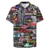 Us 66 Route New Men's Manga Curta Camisa Havaiana 3D Impressão Oversized Hip Hop Camisas Rock Style Resort Casual Roupas Masculinas 32u8 #