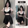 Work Dresses T Shirt V Neck Short Sleeve Charming Women Cosplay Sexy Black Stewardess Uniform Two Piece Skirt Set JK Skirts Fashion 80GO