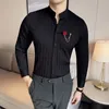 new Spring Rose Brooch Men Shirts & Blouses Lg Sleeved Slim Fit Stand Collar Mens Dr Shirt Party Prom Social Male Shirts L6DJ#