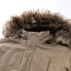Hommes d'hiver LG Parkas manteau polaire épaissir chaud col de fourrure coupe-vent veste décontractée hommes à capuche en plein air doublure en laine pardessus y4oF #