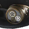 Berets Steampunk Bowler Chapéu Top Chapéus para Homens com Óculos Acessórios de Tempo Festa de Halloween