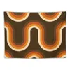 Tapestries 70s Pattern Orange And Brown Waves Tapestry Bedroom Room Decor Cute