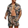 Floral 2 pièces chemises costumes hommes Fi chemises + Shorts 3D deux pièces ensembles Hawaii chemises plage chemise ensembles garçon plage Vocati tenues F33L #