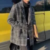 koreansk stil trend pläd blazers män fritid lös kostym jackor manliga par streetwear höst all-match kostym-toppar svart/vit y9ge#