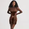 Casual Dresses Velvet och Lace Mini Dress Mock Neck Long Sleeve Bodycon Vintage Short Party for Women