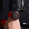 CURREN 8454 Reloj de cuarzo con cinta impermeable deportiva minimalista para hombre Anillo de engranaje de esfera grande