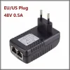 Plugue de parede poe de 48v, 0,5a, 24 watts, adaptador ethernet, cctv, câmera ip, fonte de alimentação de telefone, eua, ue, au, reino unido