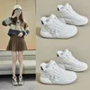 Casual Schoenen Hoge Sneakers Dames Zomer 2024 Damesschoenen Rozen Mode Ronde Neus Veters Basic Rubber Vrije tijd Stof F