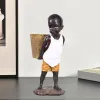 Skulpturer Afrikanska figurer, Little Boy Decorative Sculpture Flower Vase Home Centerpieces For Dining Room Table Tribal Kid Statue Gift