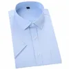 Verão masculino plus size manga curta camisa dr único remendo bolso padrão-ajuste busin formal sólido/sarja/liso camisas casuais p2ay #