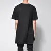 Men's T Shirts Side Split Longline Hem Short Sleeve Men Shirt Solid O-neck Streetwear Hip Hop Tee Summer Tops Plain Tshirt