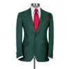 Simple boutonnage pic revers haute qualité hommes costumes blazer vert longueur régulière 3 pièces veste pantalon gilet formel busin tenues j1d1 #