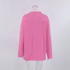 Magliette da donna Autunno Manica lunga T-shirt rosa Donna Streetwear Colletto tondo Maglietta Moda Office Lady T-shirt casual Top Abiti larghi