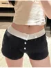 Mulheres casuais Fi Branco Frt Butts Rib Knit Shorts 2023 Verão Vintage Cintura Alta Feminino Chic Bottoms a0uy #