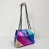 Kurt Geiger Bag Rainbow Women Handväska Jointing Colorful Cross Body Bag Patchwork Clutch255s