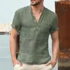 T-shirt a maniche corte da uomo nuova estate Cott e lino Led T-shirt da uomo casual Camicia maschile traspirante E9Bf #