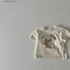 T-Shirts 2023 Yaz Yeni Bebek Kısa Kol Tişörtleri Sevimli Karikatür Baskı Bebek Ayı Tişörtleri Kız Kızlar Pamuk Gündelik Tişört Bebek Giysileri24328