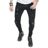 Boa Qualidade Primavera Homens Skinny Stretch Jeans Hip Hop Buracos Sólidos Elegantes Masculino Biker Denim Calças V0bf #