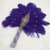 Timers 1PCS One African Turkey Feather Handfan for Dance EventAille Mariage Wedding Decoration Hand Fan Nigerian Feathers Fan