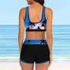 Damenbadebekleidung 2024 Weiblicher Sommer Gestreifter Druck Bikini Sets Badeanzug Frauen Sexy Badeanzug Zweiteiliges Set Lose Strand Tankini