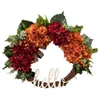 Dekorativa blommor faller krans för ytterdörren Hortensia Hösten Thanksgiving Decoration Party Home Decor 18 Inch