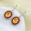 Boucles d'oreilles pendantes Wong Rain Vintage en argent sterling 925, citrine ovale de 7 à 9 mm, diamant à haute teneur en carbone, pierres précieuses, bijoux fins, cadeaux