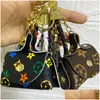 Nyckelringar Lanyards Creative Keychain Leather Mini Wallet Ornament Fashion Car Key Chain Lovers Bag Dekorativ hänge grossistdroppe otclk