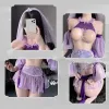 Kvinnors kostym Purple Sexig underkläder Dr Cosplay Maid Uniform Crotchl Open Chest Exposed Split outfit Tassel Underwear D48B#