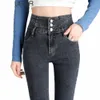 Hoge Taille Jeans Vrouwelijke Winter 2024 Skinny Stretch Potlood Jeans Vrouwen Cargo Broek Streetwear Denim Broek Y2k Vrouwen Kleding Z15A #