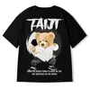 Tai chi bear print t camisa masculina 100% cott verão manga curta t y2k estilo anime topos de grandes dimensões t camisa streetwear 8xl 25ze #