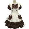 maid Dr Woman Lovely Lolita Coffee Shop Maid Outfits Cosplay Uniforms Japanese Maiddr Brown Bow Short Sleeve Cupcake Dr L9gh#